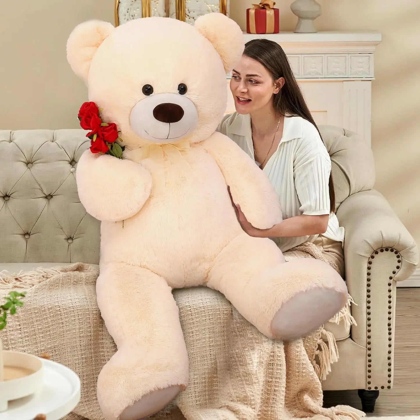 MorisMos Giant Teddy Bear Stuffed Animal 4 Feet,51.8in Big Teddy Bear for Baby Shower  Valentine's Day