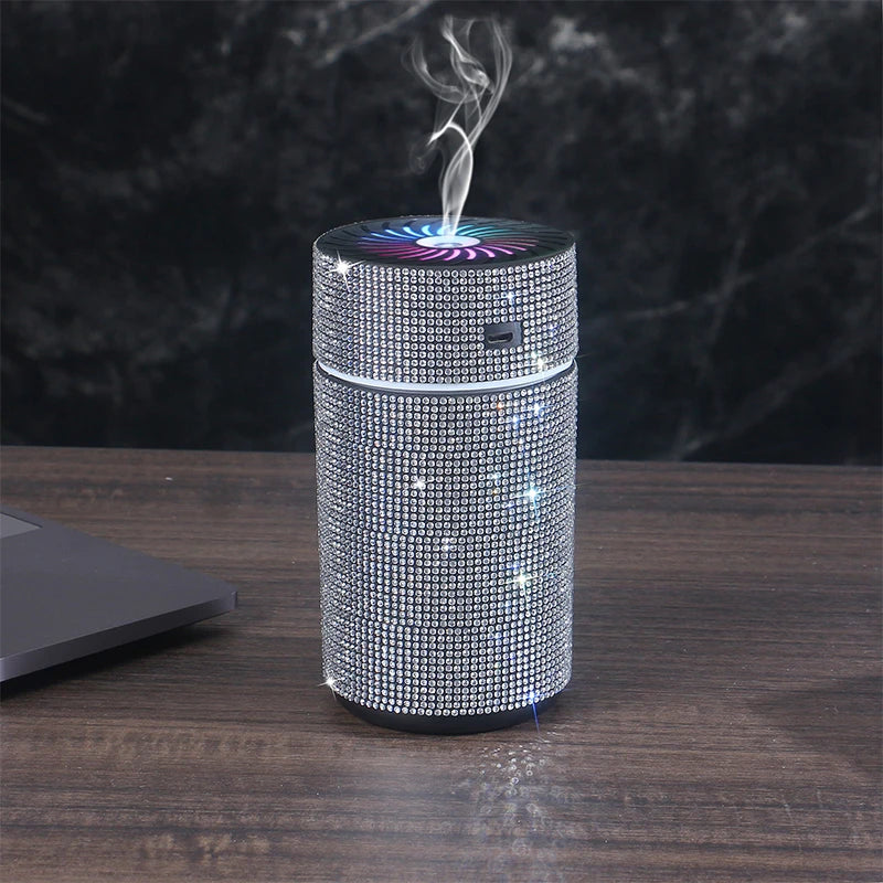 Luxury Shiny Car Diffuser Humidifier with LED Light Diamond Auto Air Purifier Diffuser Air Freshener Bling Car Accessories