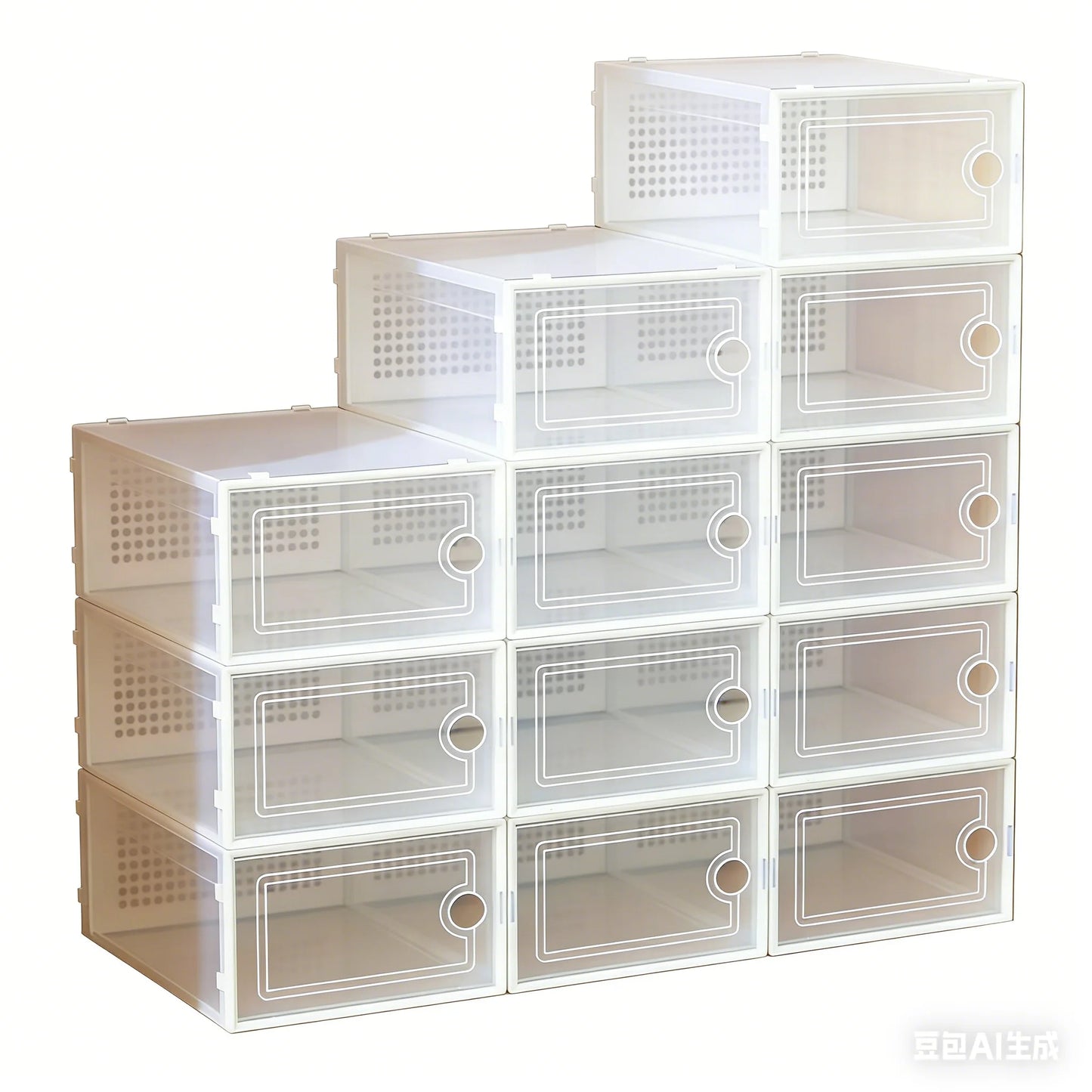 6/12Pcs Foldable Clear Shoe Box, Stackable Plastic Shoe Storage Organizer, Breathable Dustproof  Home & Shoe Display Rack