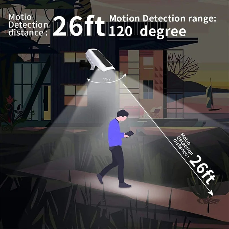 Solar Lights  Outdoor With Motion Sensor Remote Controller FloodLights Wireless Dummy Decoy Fake Security Camera for Garden