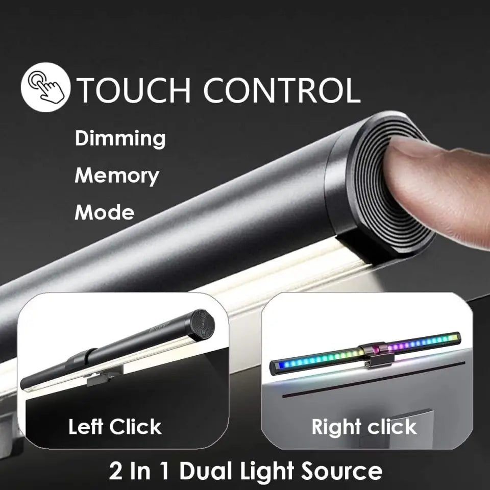 Computer Monitor Light Bar RGB Rhythm Screen Hanging Lights Stepless Dimming Desk Lamp For Study Reading Gaming Table Lighting