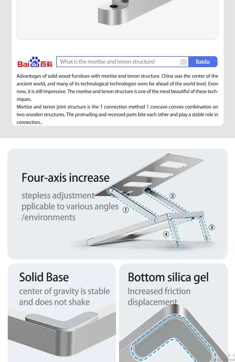 Laptop Stand Adjustable Aluminum Alloy Laptop Tablet Up To 17.3 Inch Laptop Portable Folding Stand Cooling Stand Support