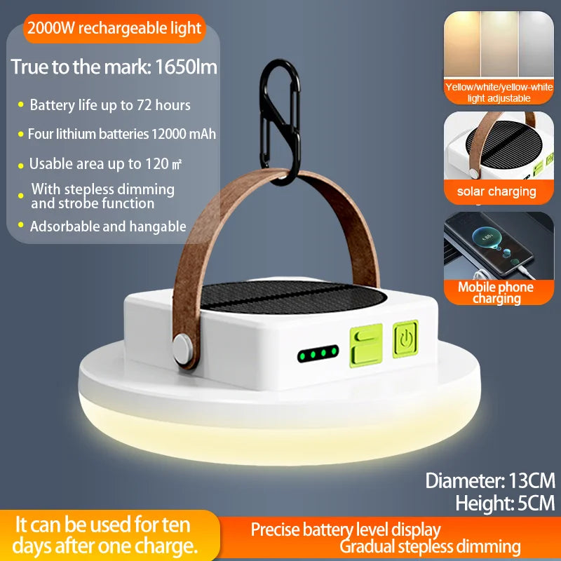 Solar Rechargeable Camping Lantern Portable Camping Lantern Rechargeable LED Camping Lantern for Camping Picnic Fishing Hiking