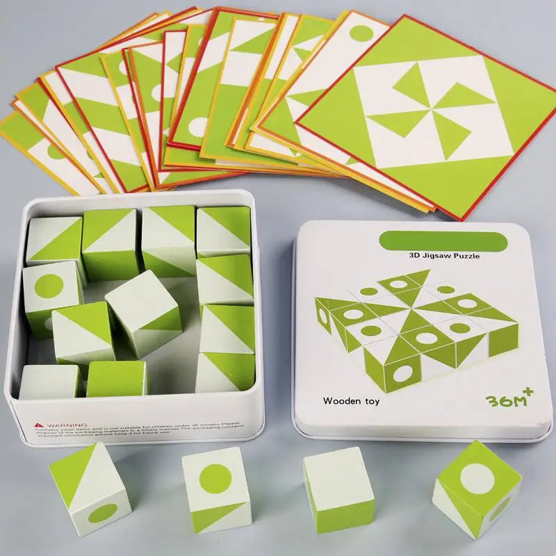 3D Puzzle Wooden Space Thinking Imagination Logic Games Children's Math Educational Toys BoardGifts For Kids DIY