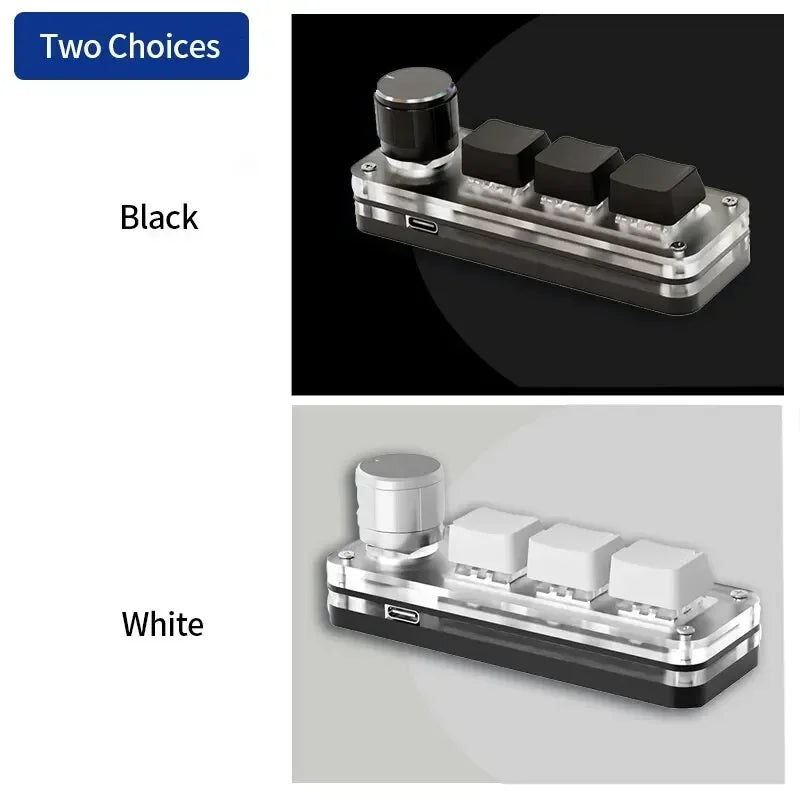Mini USB Macro Mechanical Keyboard with 3 Keys 1 Knob RGB Gaming Custom Programming Switch Portable Keypads for Photoshop