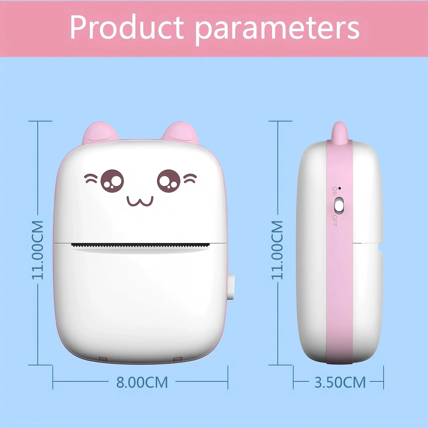 Mini high-definition thermal paper printer, APP+Bluetooth ink free portable printer, suitable for learning/daily label printing
