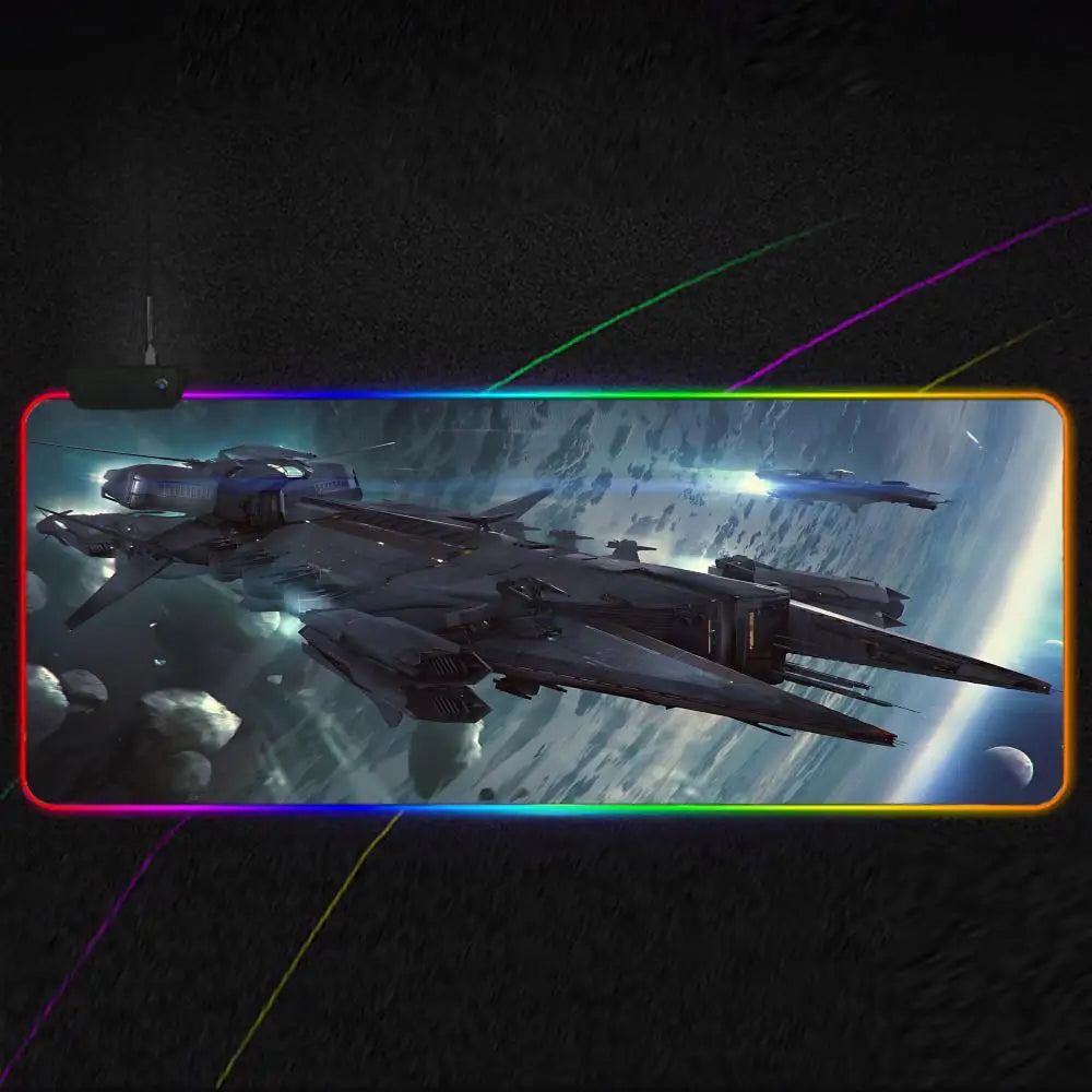 Star Citizen Mouse Pad RGB Gaming Mouse Pad XXL, Extended Surface, Non-Slip, Smooth, LED Lights, Perfect Desk Mat