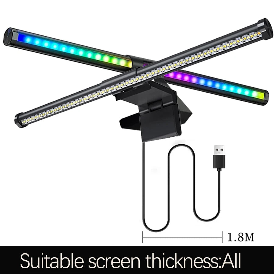 LED Desk Lamp Monitor Screen Light Bar RGB Computer Atmosphere Double sided Lights  For Work Study Read Gaming Dimming Lighting