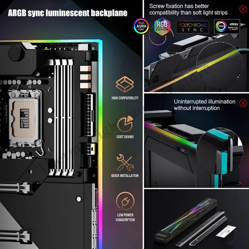 RGB Backplane Panel For Computer Motherboard Lighting, MB IO Decoration Luminous Atmosphere, 5V ARGB AURA, ATX / MATX