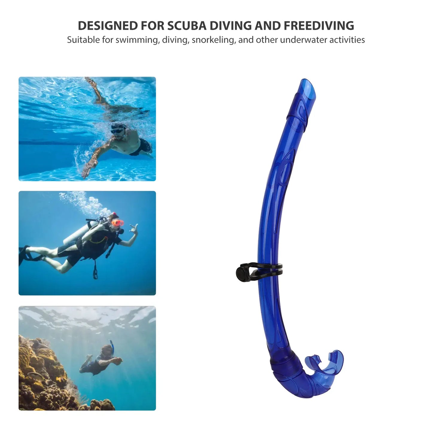 Diving Wet Snorkel, Diving Snorkel PVC Easy Breath Snorkel Diving Snorkeling Tube with Comfortable Mouthpiece for Free Diving