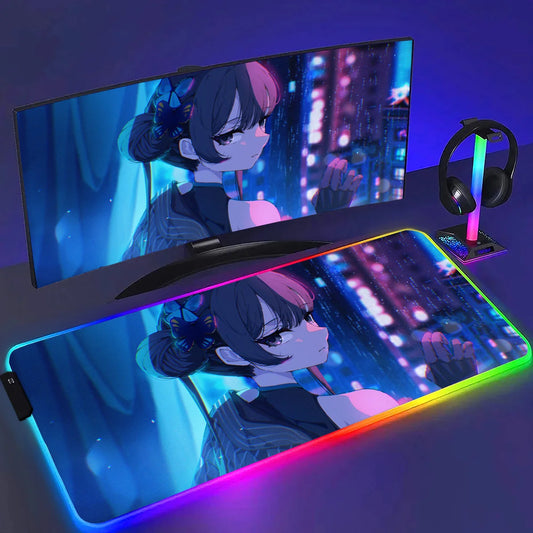 RGB HD Ryuuge Kisaki Blue Archive Game Mousepad Large Keyboard Desk Mat Gaming Mouse Pad LockEdge Edge PC Computer Mat E-Sports