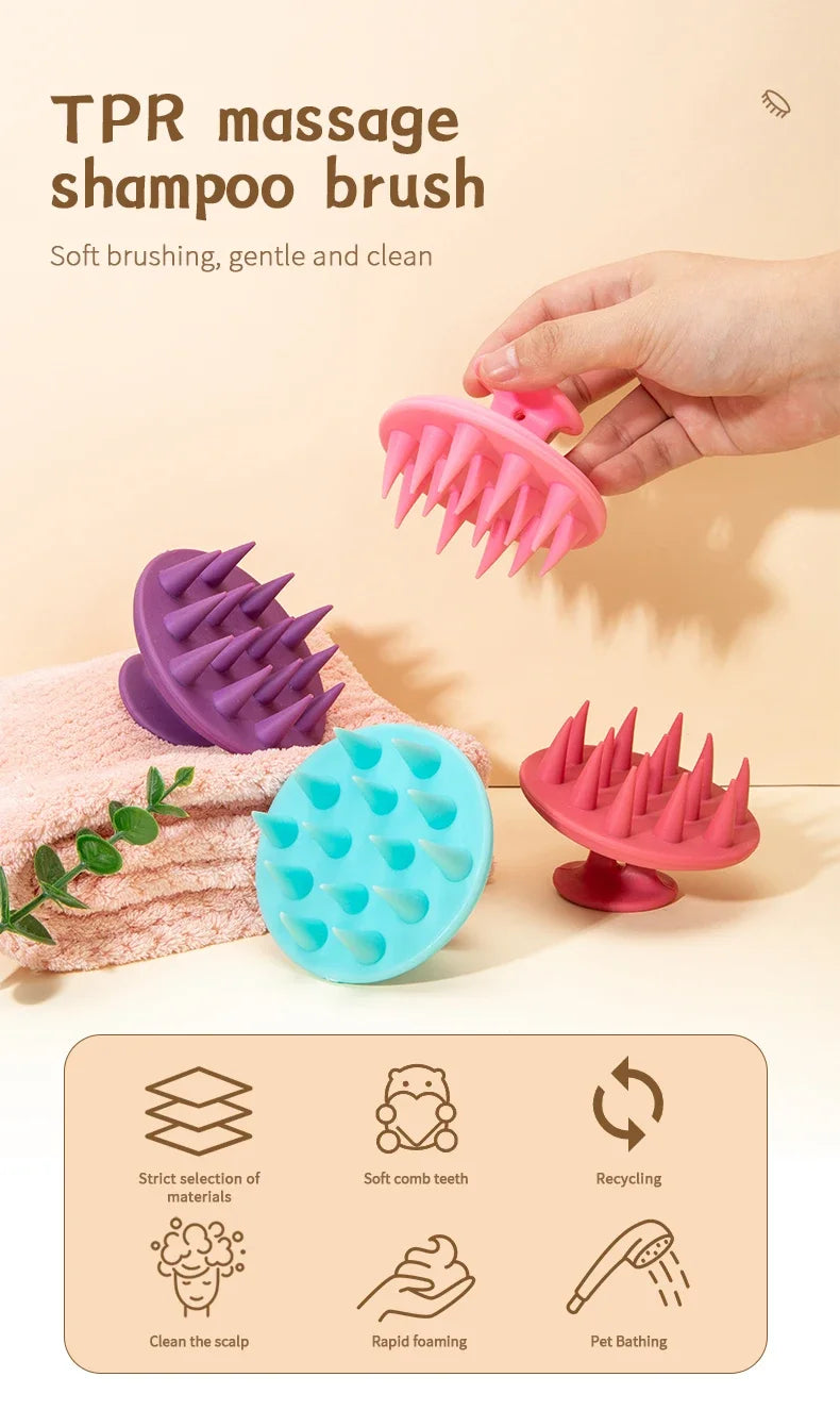 Silicone Scalp Hair Massage Brush Shampoo Massage Comb Bath Wash Hair Care Root Scalp Massager Shower Brush Salon Hair Tool