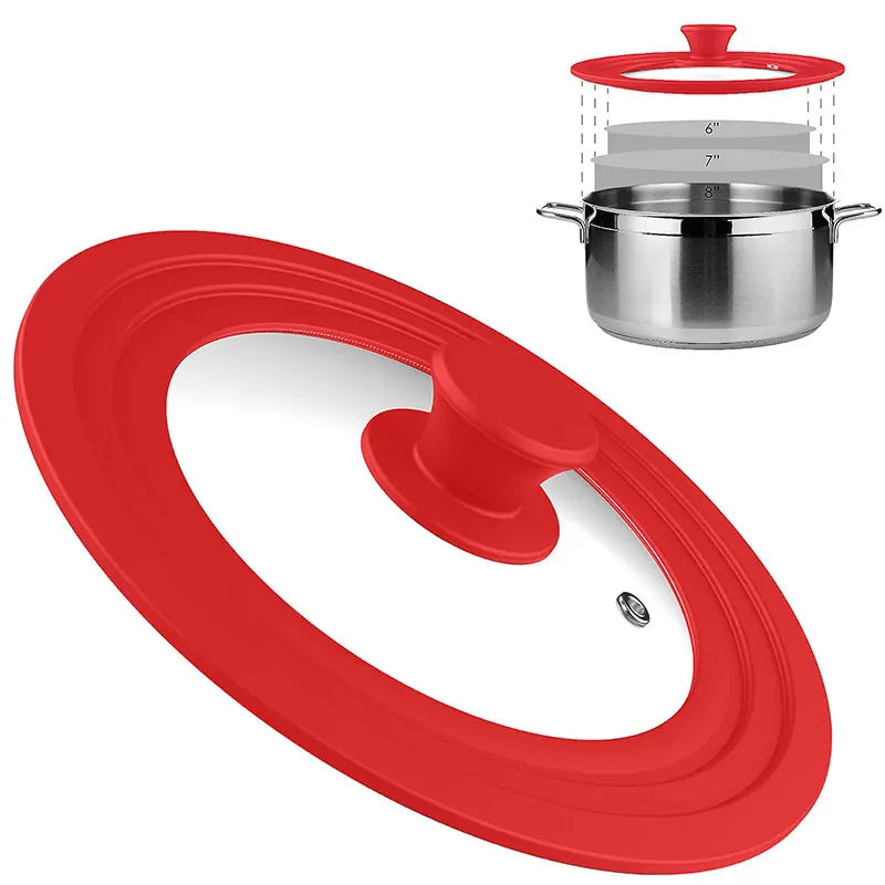 Multifunctional Tempered Glass Pot Lid Silicone Rim Cool Touch Handle Steam Dishwasher Safe Skillet Pan Cover Christmas Gift