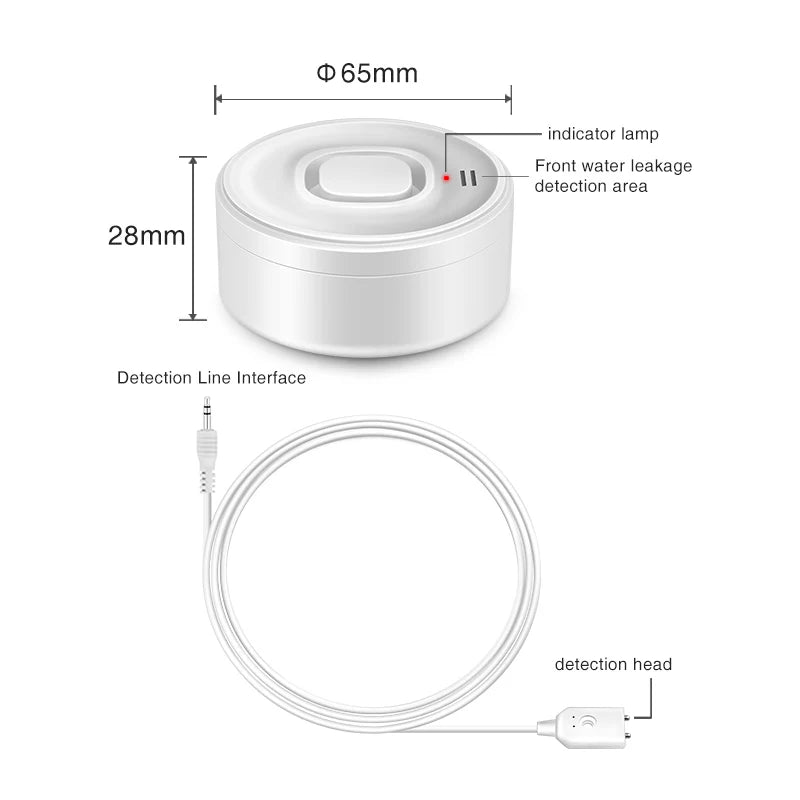Water Leak Alarm Detector, 100dB Loud Alert Water Sensor, IP55 Waterproof, , Easy Installation for  Home Basement Flood NO Smart
