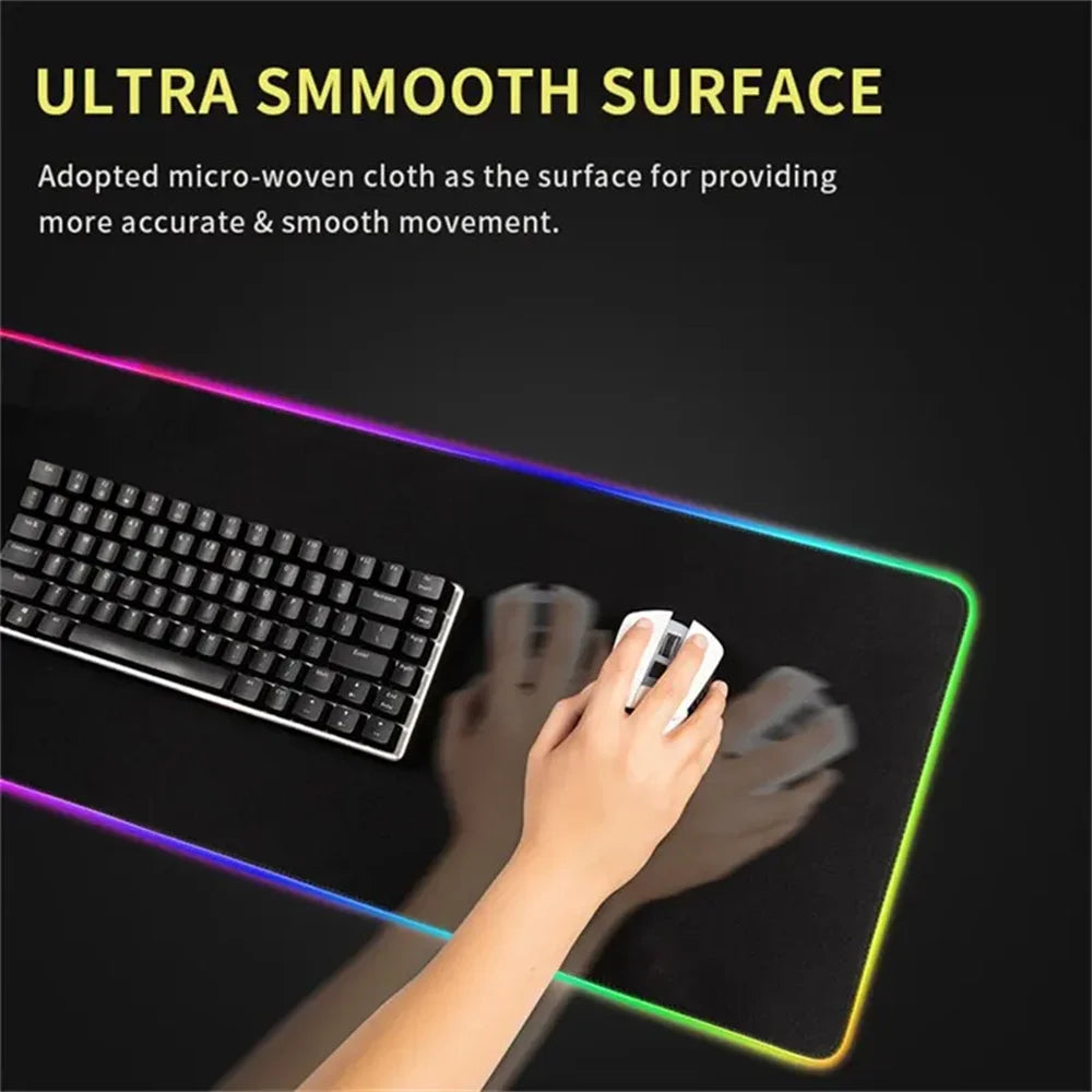RGB Hexagon Gaming Mouse Pad XXL Antislip Rug Desk Mat Computer Accessories Office Geometric Mousepad Luminous Extended Game Mat