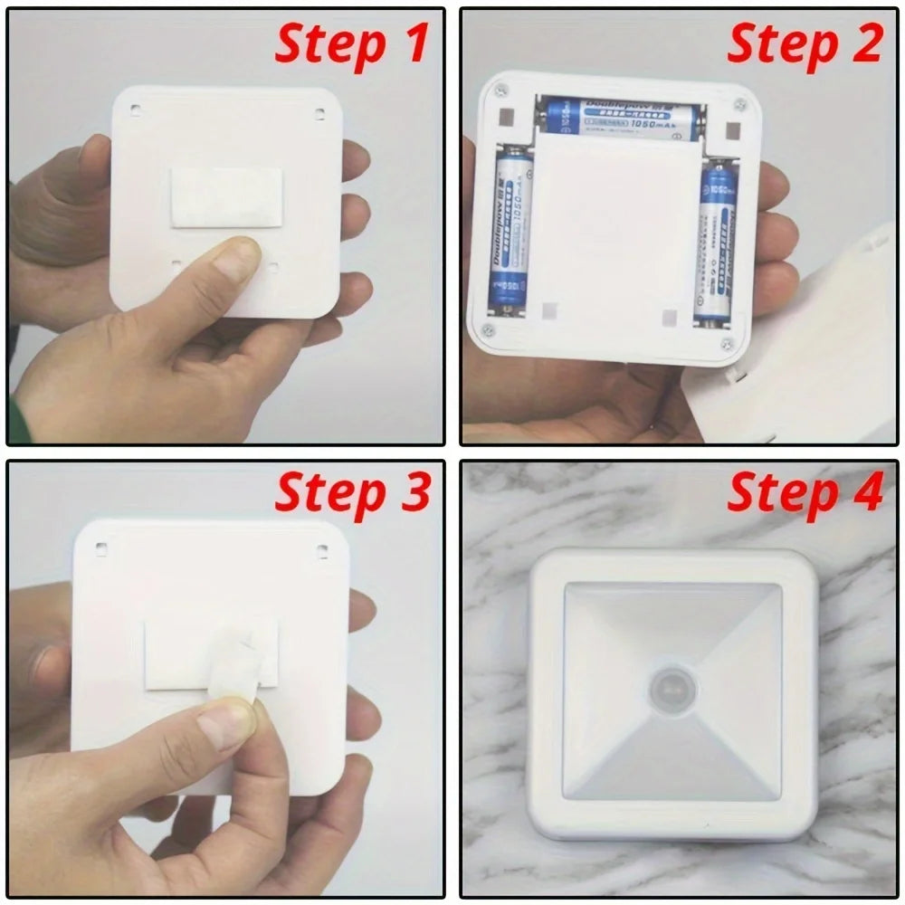 A Motion Controlled Human Body Sensor LED Night Light Smart Battery Operated WC Bedside Lamp For Room Hallway Pathway Home Light