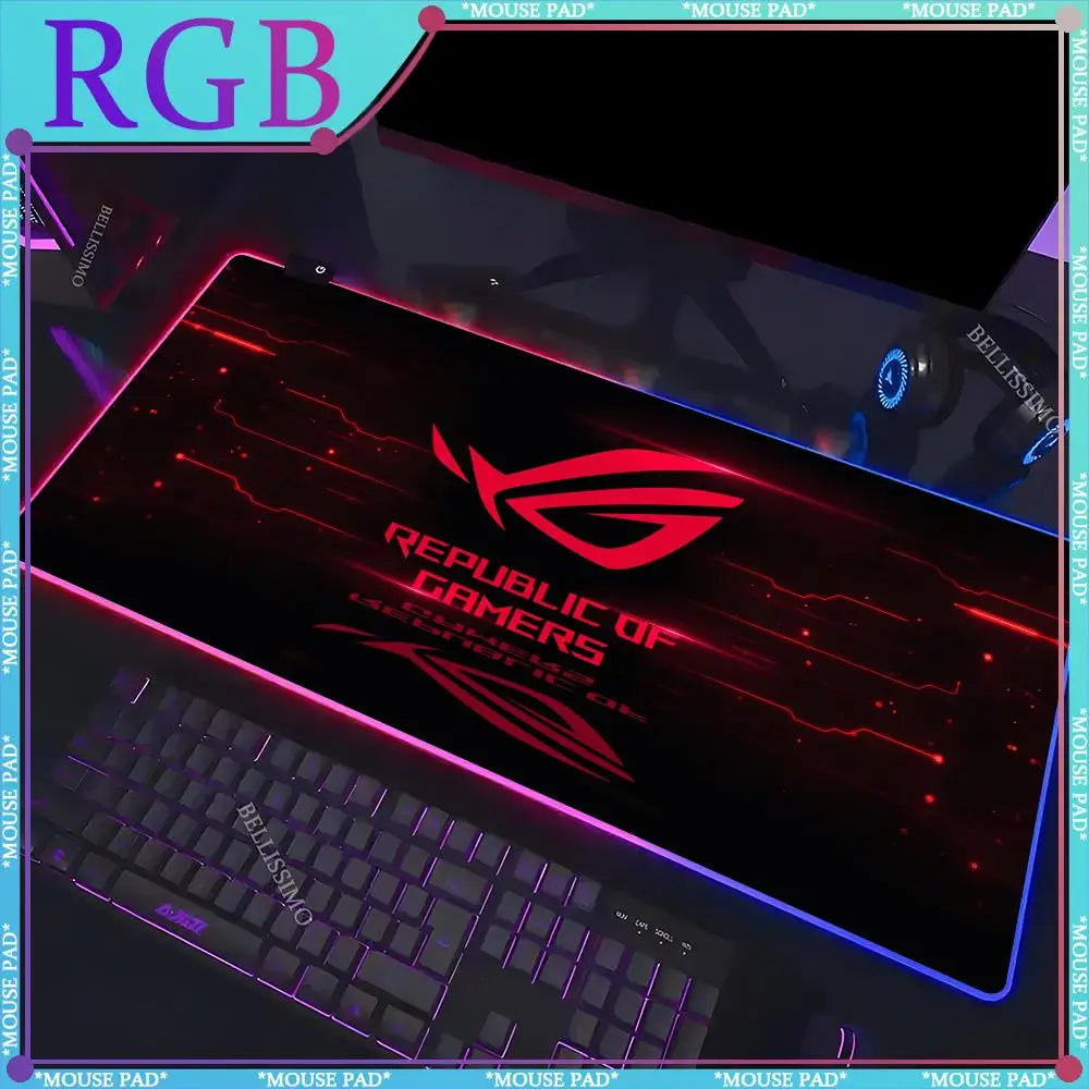 RGB A_Asus Rog mouse cute keyboard pad large table mat LED game electric standard pad anime luminous game computer cabinet pad