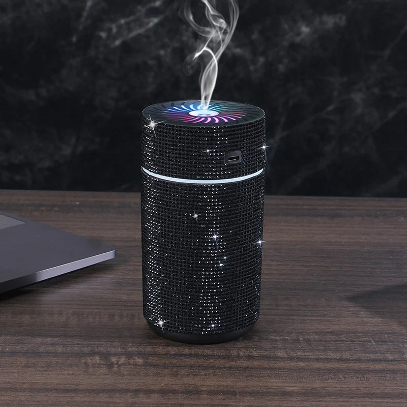 Luxury Shiny Car Diffuser Humidifier with LED Light Diamond Auto Air Purifier Diffuser Air Freshener Bling Car Accessories