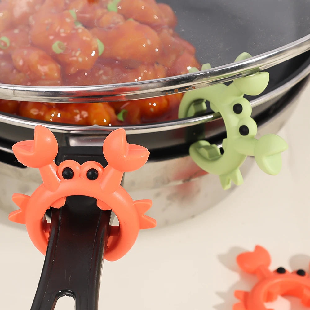 1/6pcs Silicone Spatula Holder Anti Scalding Overflow Pot Clips High Temperature Resistance Spoon Shovel Rack Kitchen Gadgets