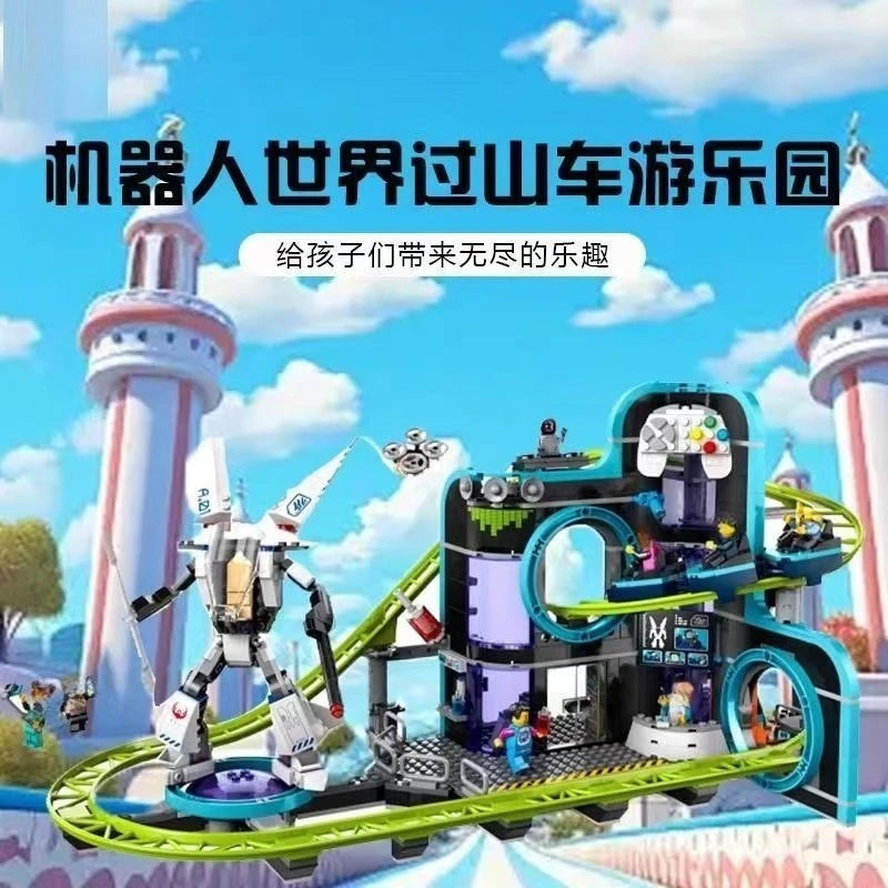 986PCS Exciting Robot Roller Coaster Model – Creative Building Blocks Set for Kids – Perfect Christmas Gift!