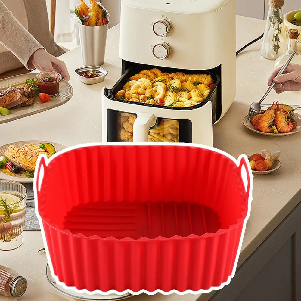 Silicone Air Fryer Liners Pot Square Airfryer Basket Plate Cooking Gadgets Reusable Non-stick Pizza Pan Oven Kitchen Accessories