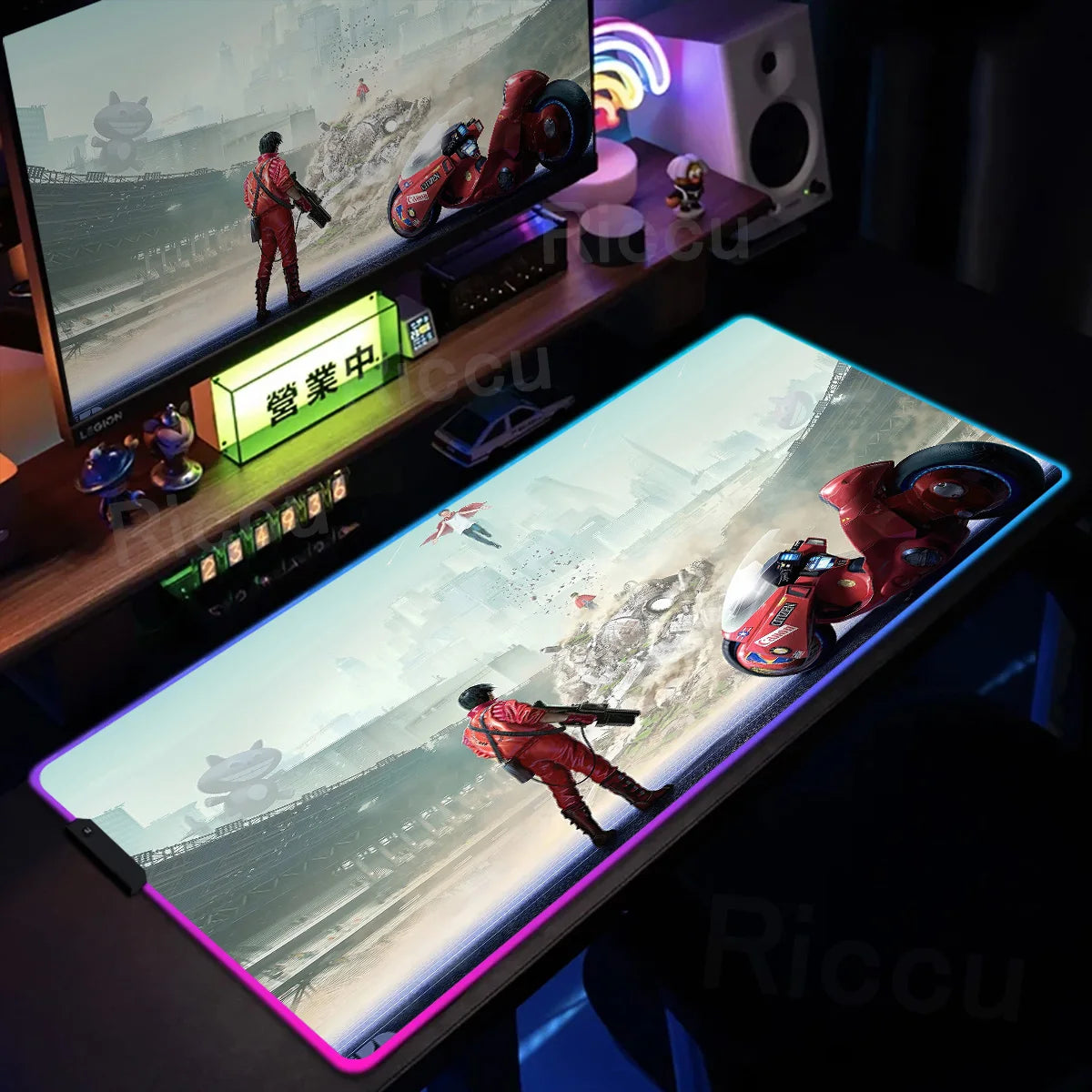 RGB Gaming Mouse Pad Anime AKIRA Keyboard Mousepad Large Computer LED Backlit Deskmat Xxl Gamer Decoracion Lock Edge Thicken Rug
