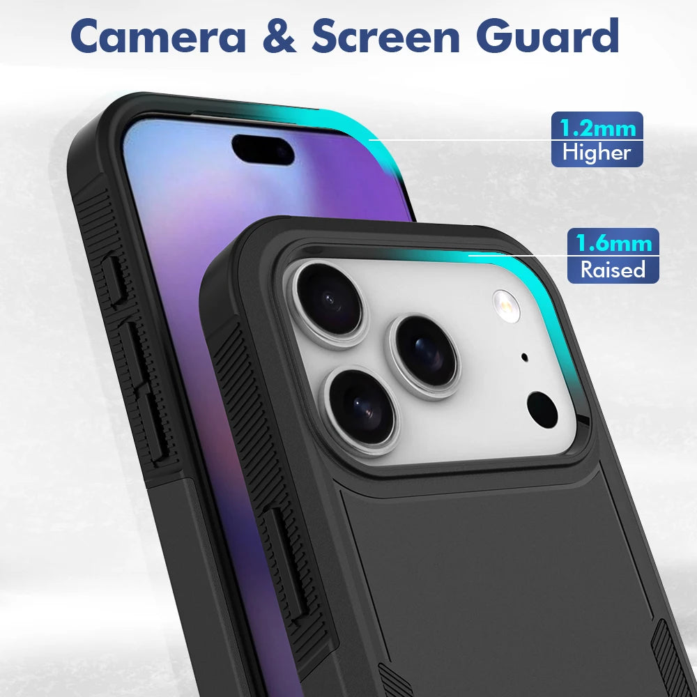 Hybrid Rugged Armor Shockproof Case For iPhone 17 Air 16E 16 15 14 Plus 13 12 11 Pro Max Dual Layer Hard Strong Protection Cover