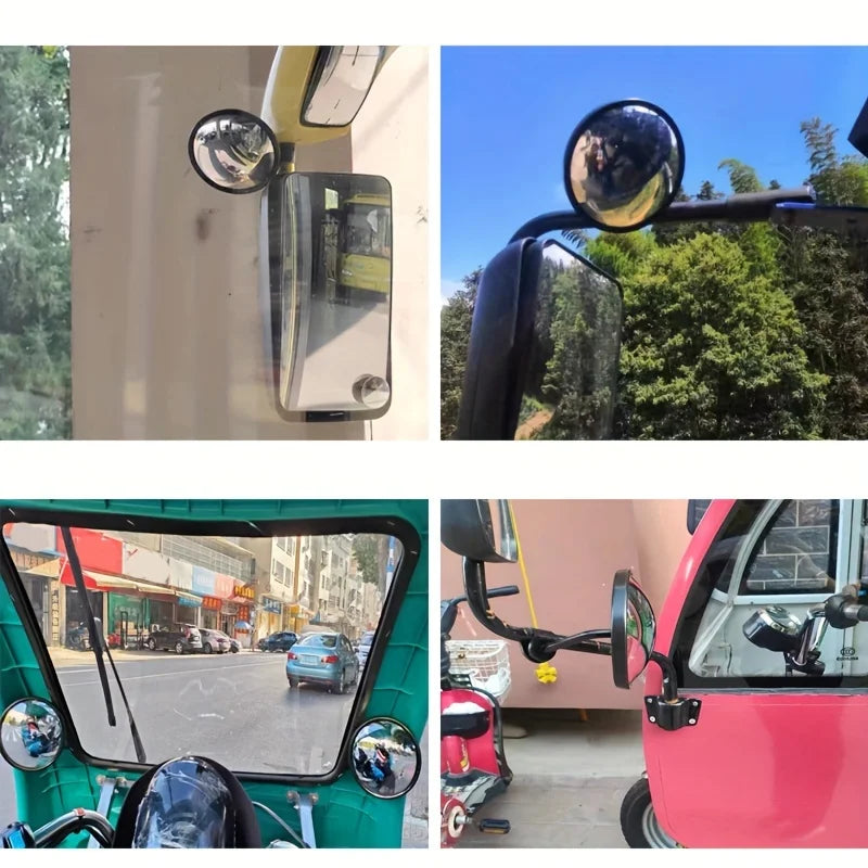 Truck tricycle reversing mirror Convex mirror with rod small round mirror auxiliary mirror Lower view mirror with round mirror g
