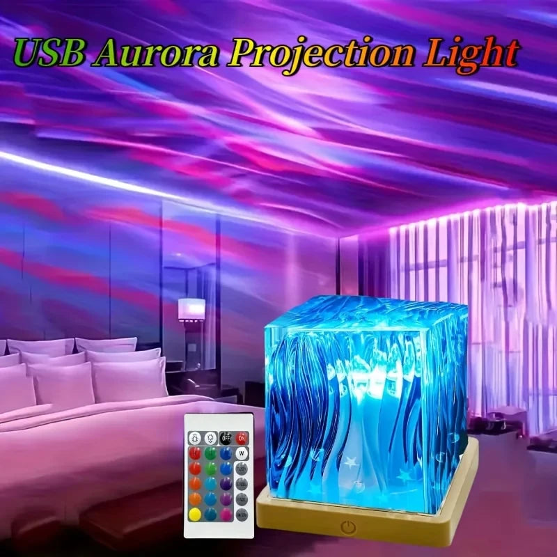 LED Water Ripples Lamp Galaxy Projector Night Light with Remote Control USB Powered A Mood Light Perfect for Home Room Decor