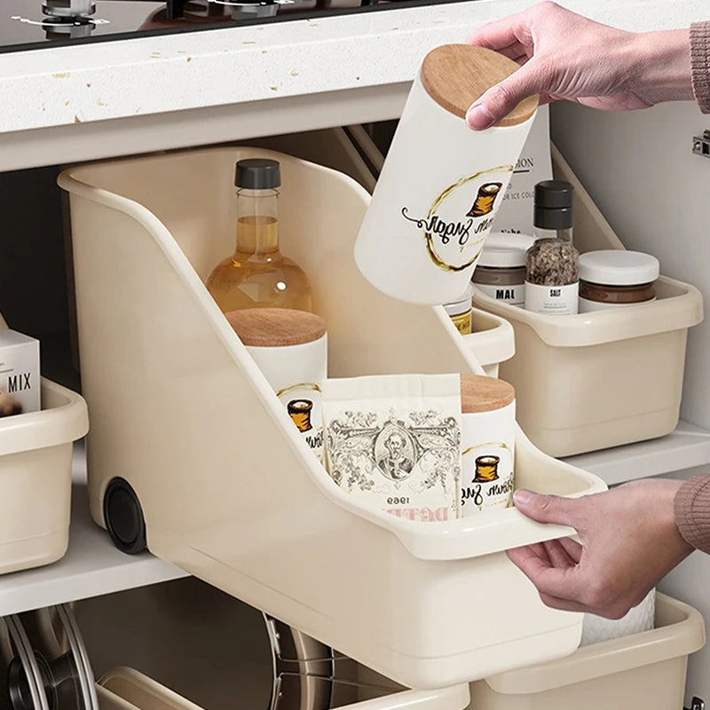 Kitchen Closet Organizer Make Up Organizer Sundries Storage Case with Wheels Seasoning Bottle Storage Container