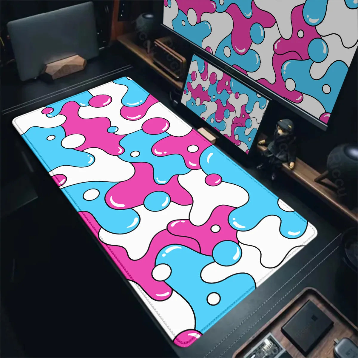 Gaming Mouse Pad Large Size Table Pad Blue & White Strata Liquid Mousepad XXL Computer Play Mat Rubber Mausepad Keyboard Deskmat