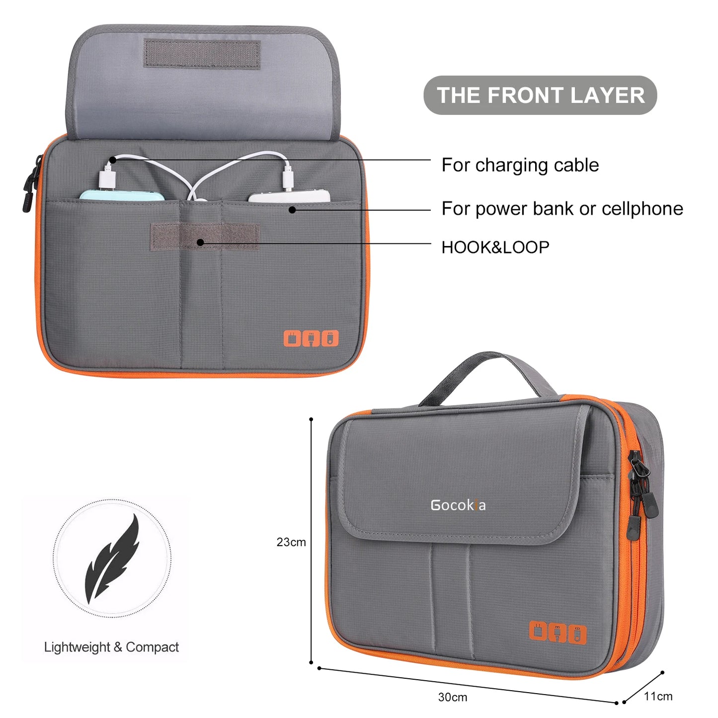 Double Layers Large Capacity Travel Electronic Accessories Organizer Bag, Travel Gadget Carry Case, Fit for iPad,iPhone,Cables