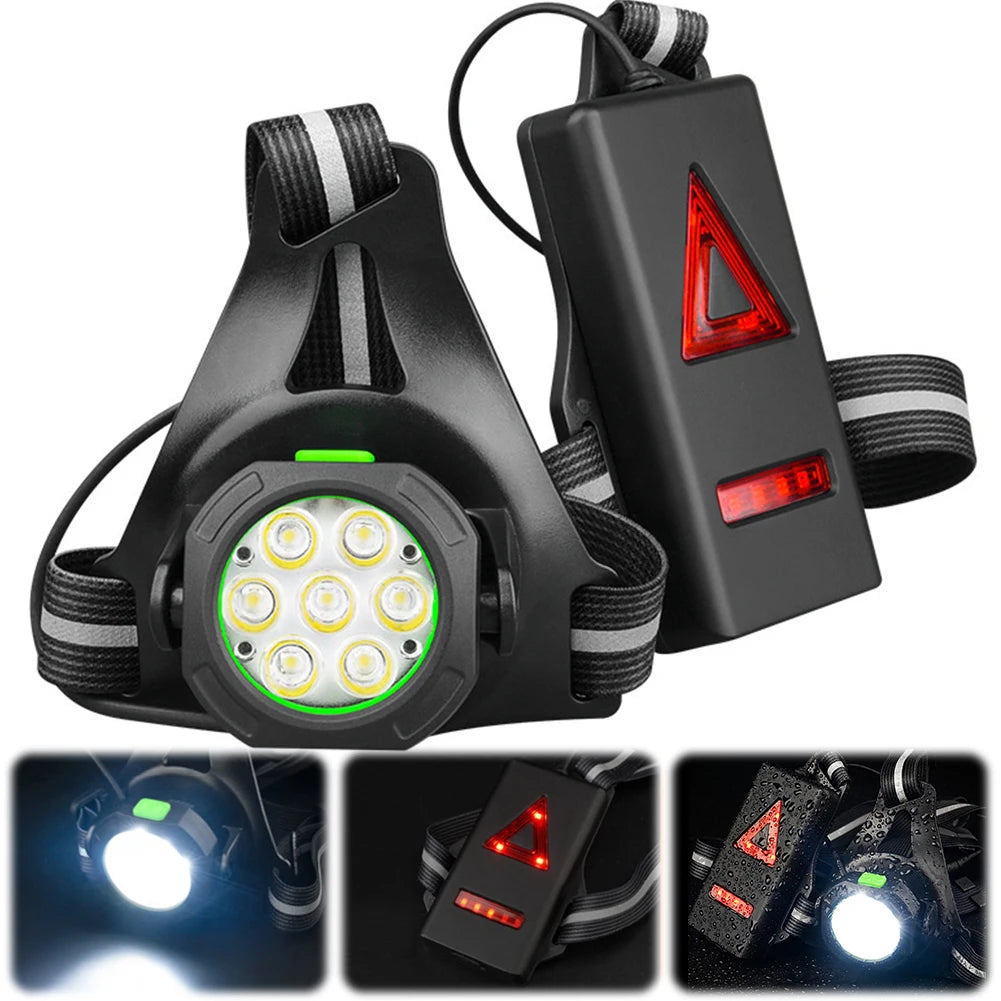 LED Cycling Chest Light Adjustable Ultra Bright Safety Lamp 2000mAh Lightweight Chest Run Light 360LM for Camping Hiking Running