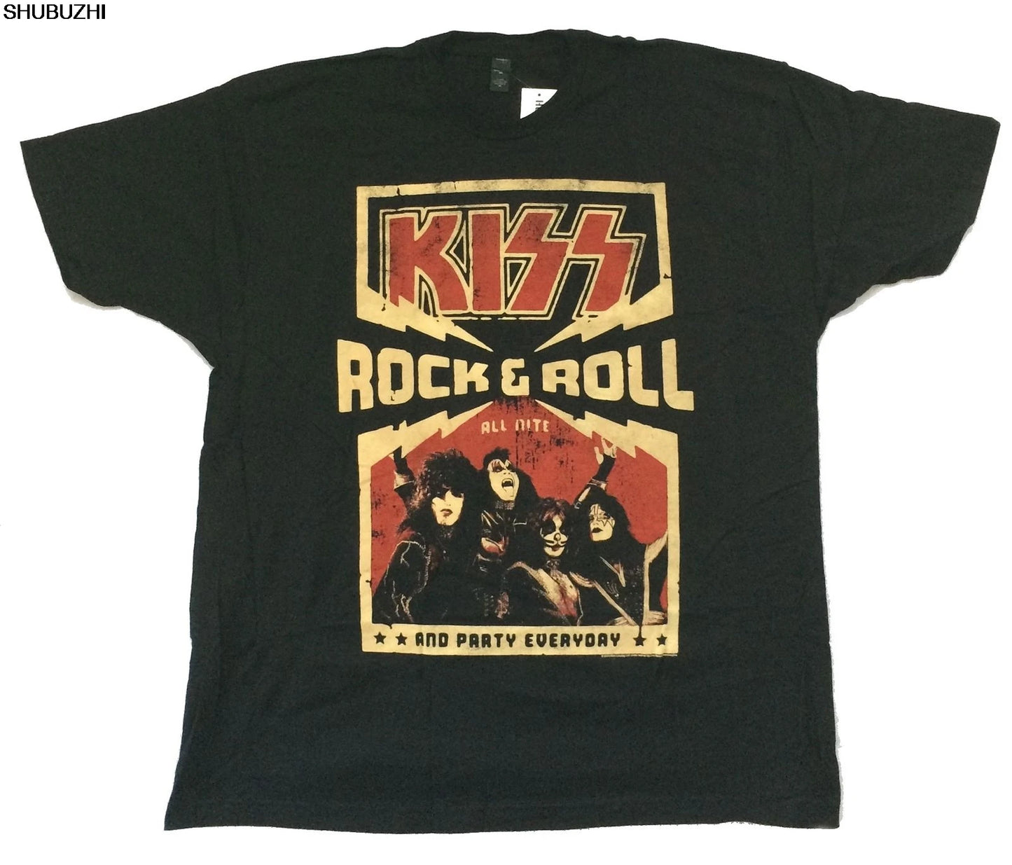 KISS Rock & Roll All Nite Party Everyday Black T-Shirt New Official Band Merch New Arrival Men T Shirt New sbz1155