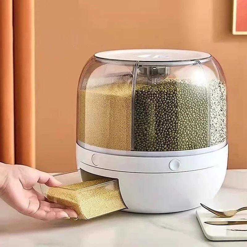 Rotary Dispensing Candy Barrel, Multi-grid Large-capacity Grain Storage Box, Candy, Cereal Food, Large-capacity Storage Barrel