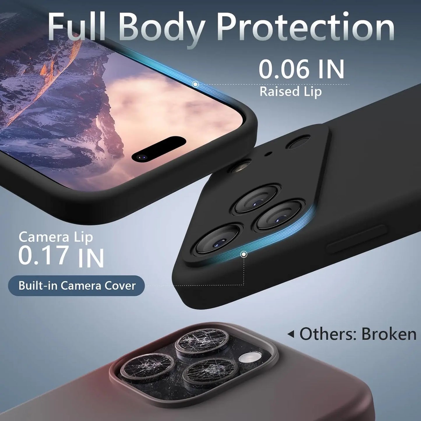 Liquid Silicone Phone Case For iPhone 17 Pro Max 17Air 16 17 Pro 15 14 Plus With Crossbody Lanyard camera Protection Coque Cover