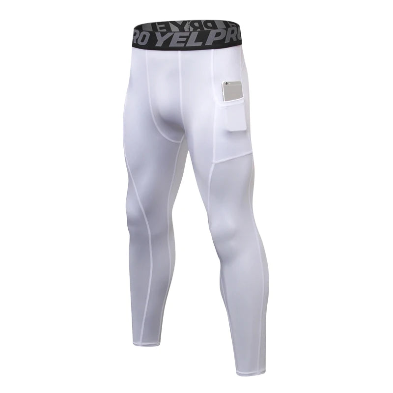 Men's Running Tights Compression Fitness Pants Elastic Running Basketball Sports Workout Tights  Gym Running Training Leggings