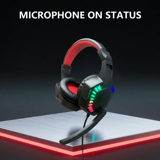 Immersive Battle，Dominate in All Aspects！This wired over-ear gaming headset，It's a top-rated tool for gamers。RGBCool Seven-Color