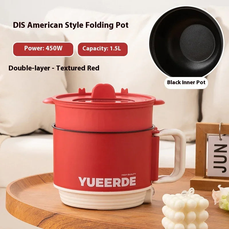Portable Electric Heating Pot 1.5L Multi-purpose Cooker with Cover Automatic Temperature Control Fast Cooker for InstantNoodles