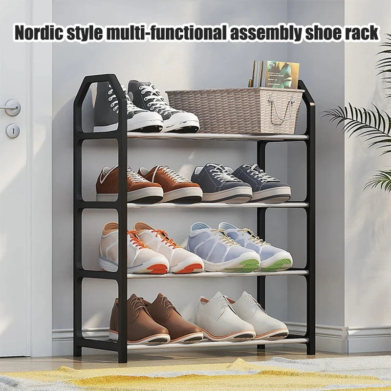 Shoe Rack Organizer Storage Shelf 4-Tier Assembled Trapezoidal Shoe Storage Racks Multilayer For Living Room Space Saving