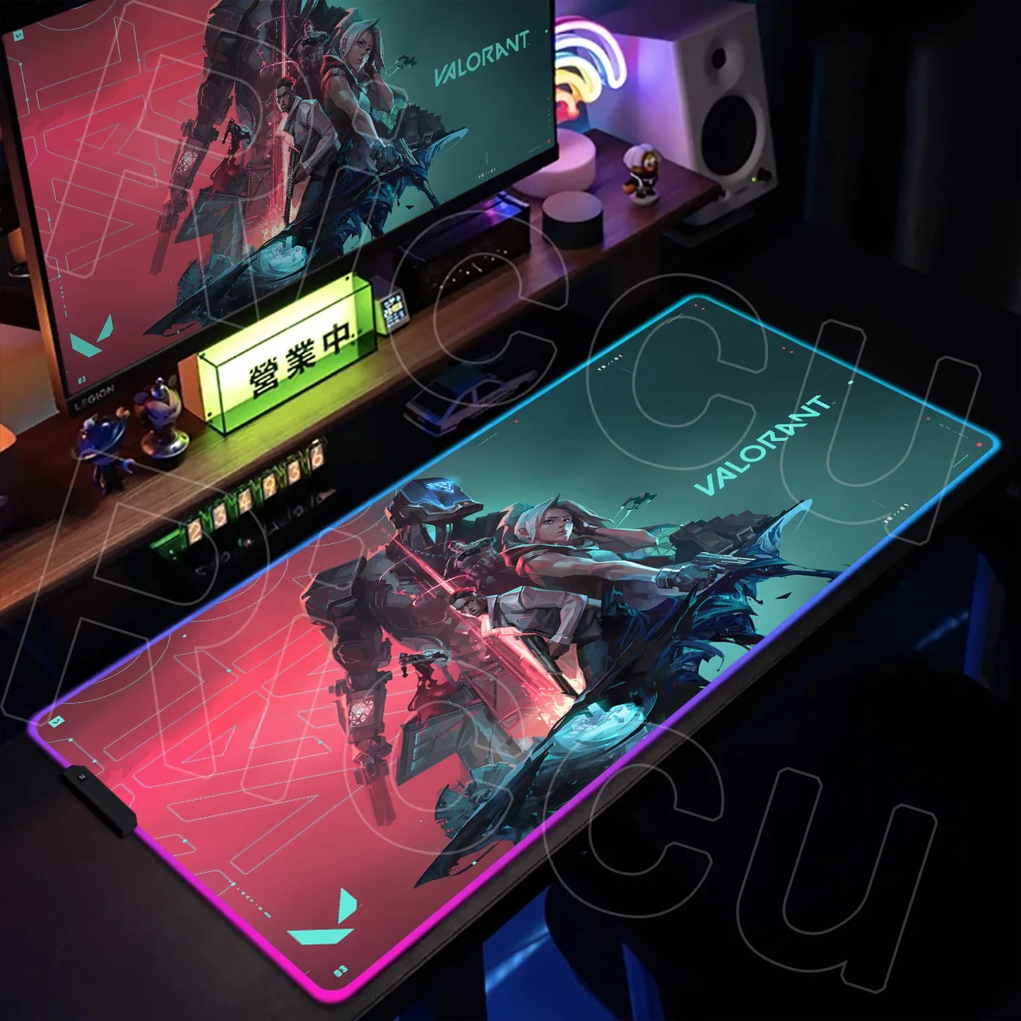 RGB Mouse Pad Gaming Valorant Computer Mice Mat Gamer Led Glowing Keyboard Mausepad 30x80cm PC Cabinet Carpet Office Accessories