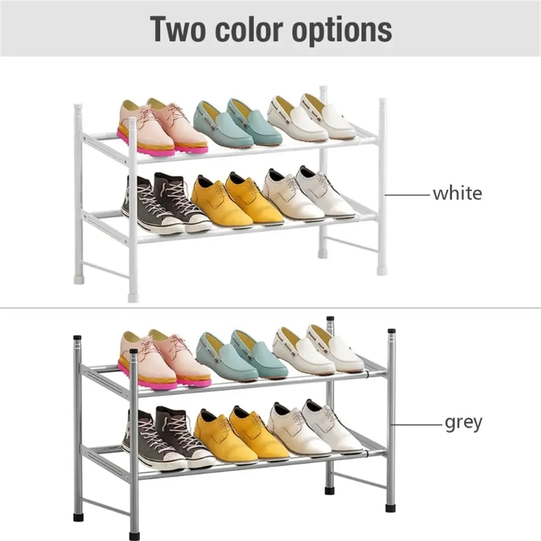 Shoe Rack Stackable Shoe Shelf Metal Iron of Expandable and Adjustable Shoes Organizer Shoes Organizer for Bedroom, Living Room