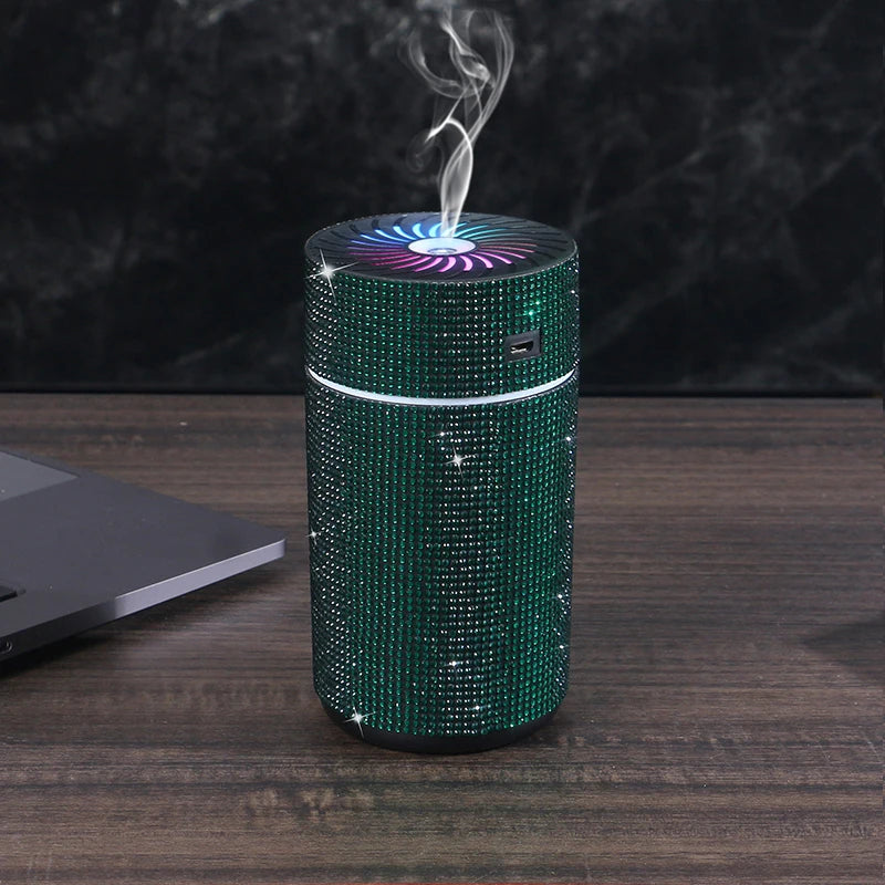 Luxury Shiny Car Diffuser Humidifier with LED Light Diamond Auto Air Purifier Diffuser Air Freshener Bling Car Accessories