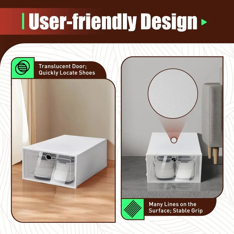 Foldable Storage Home Clear Organizer Rack Plastic Shoe Box Set White New shoe cabinets  shoes storage rack
