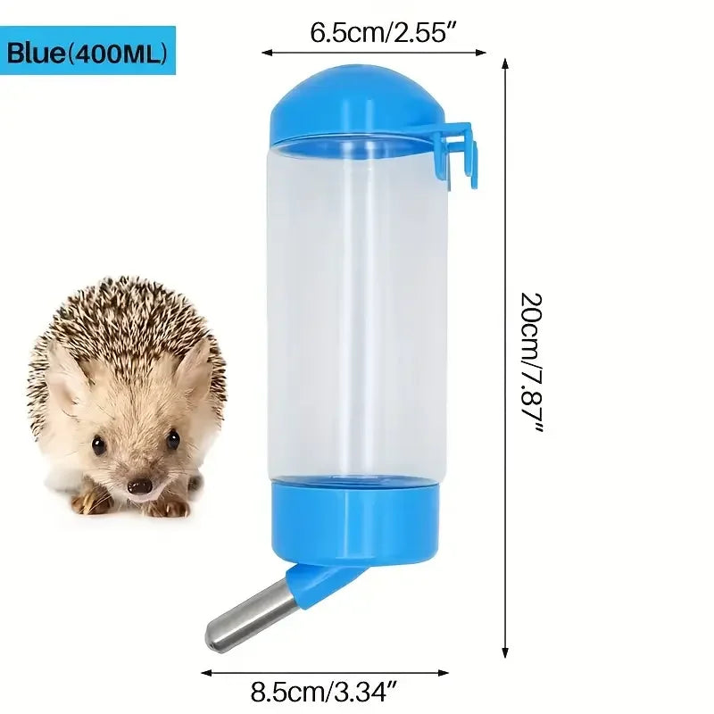 1pc 400ml Automatic Pet Water Bottle, Solid Color, PE Material, Ideal for Rabbits, Mink, Cat, Squirrel, with Drinking Pen