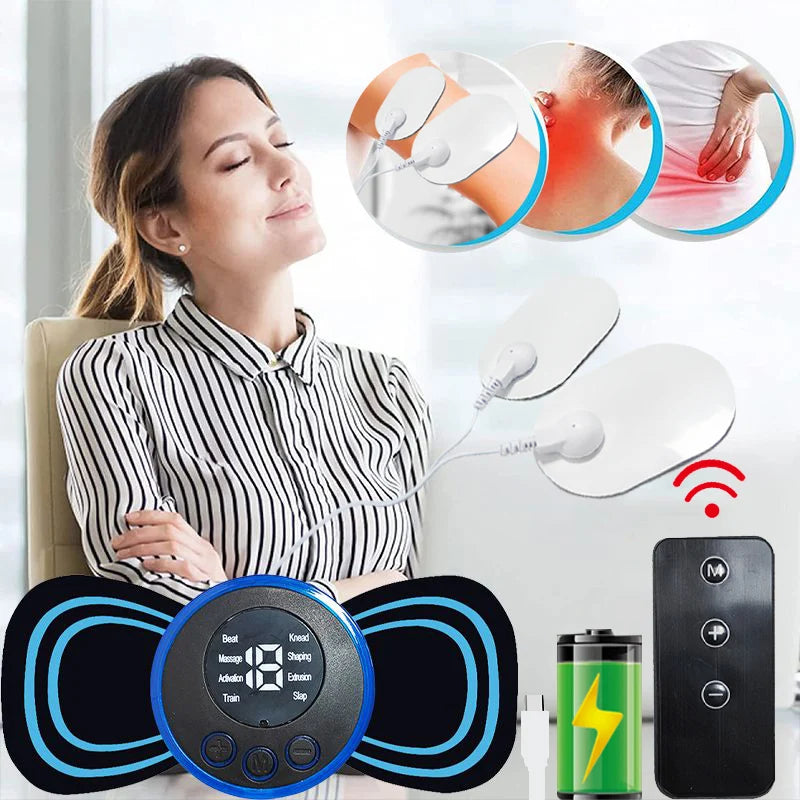 Portable Neck Massager with Remote Control 8 Modes Rechargeable Low Frequency Pulse Massager For Muscle Relaxation Relief Pain