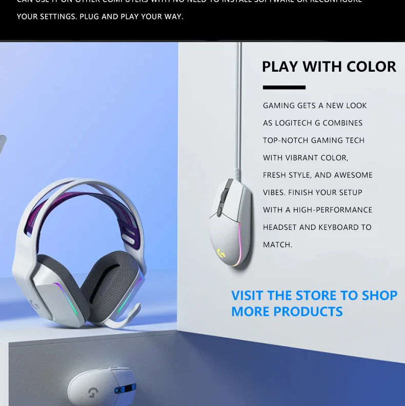 Official Logitech G203 Mouse for Gaming, Lightsync RGB with 3 Zones, 25G Acceleration, 200 IPS Tracking Speed