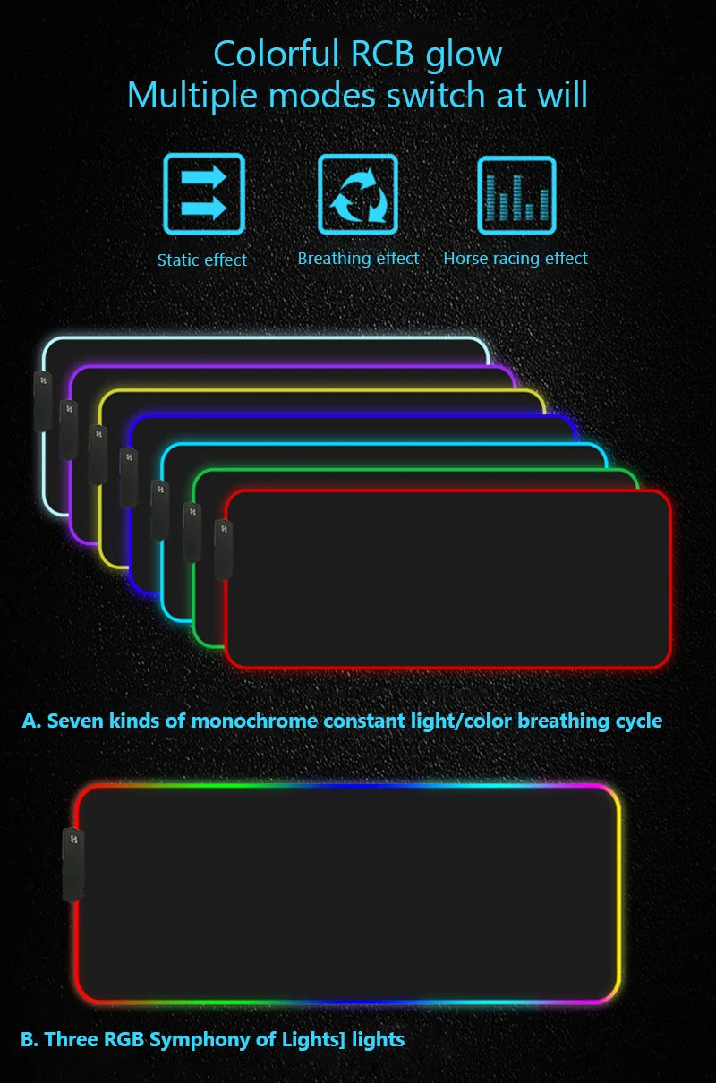 RGB Hexagonal Mouse Pad 900x350 LED Gaming Anime Geometric Luminous Anti-skid Computer Offices Cool Mousepad Desk Mat Laptop Rug