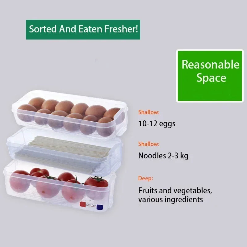 Kitchen Fridge Freezer Space Organizer Refrigerator Storage Rack Shelf Holder Drawer Multi-layer Food Storage Box
