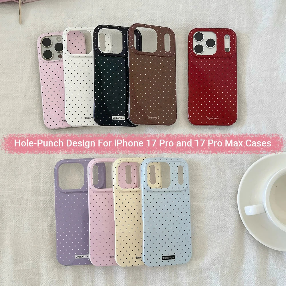 INS Polka Dot Small Fresh Mobile Phone Case for iPhone 17 16 15 14 13 12 Pro Max 11 Ultra Slim Shockproof Cover for iPhone Air